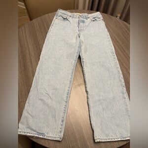 Levi's RIBCAGE  STRAIGHT ANKLE 28 Light Blue Jeans with Brown Patch